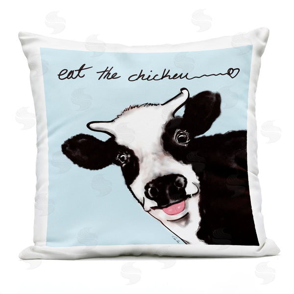 Stupell Industries Stella Chang | Eat The Chicken Funny Cow Printed Throw Pillow