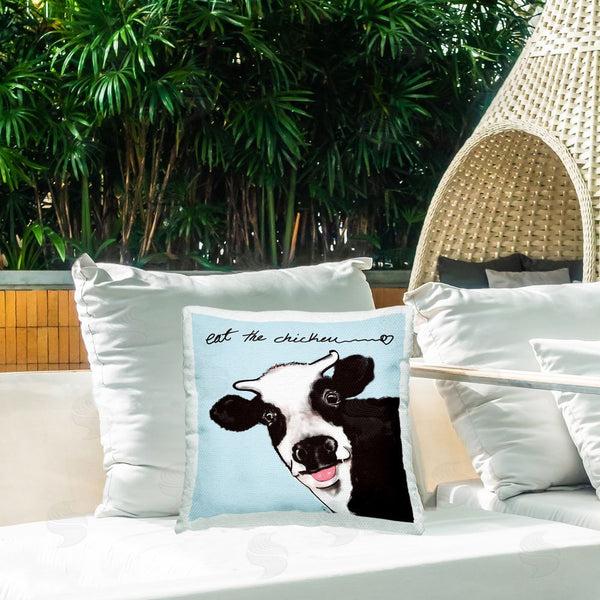 Stupell Industries Stella Chang | Eat The Chicken Funny Cow Printed Throw Pillow