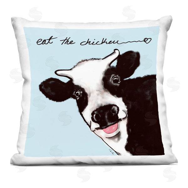 stupell industries Stella Chang | Eat The Chicken Funny Cow Printed Throw Pillow