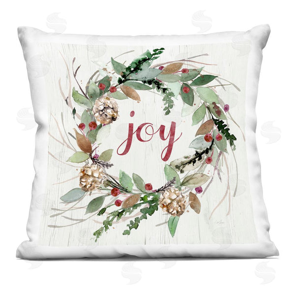 stupell industries Stella Chang | Joy Seasonal Wreath Printed Throw Pillow