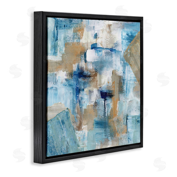 Stupell Industries Stella Chang | Layered Blue Brown Shapes Blocked Abstract Pattern Wall Art