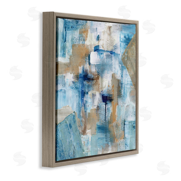 Stupell Industries Stella Chang | Layered Blue Brown Shapes Blocked Abstract Pattern Wall Art
