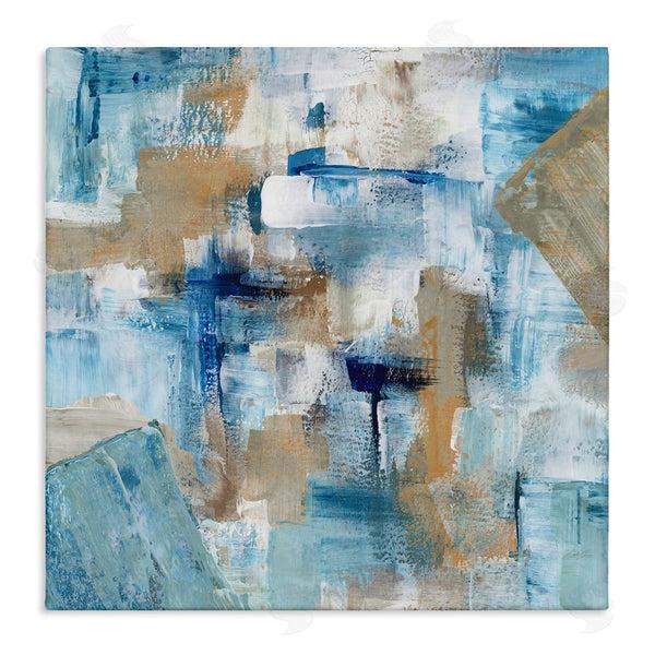 stupell industries Stella Chang | Layered Blue Brown Shapes Blocked Abstract Pattern Wall Art