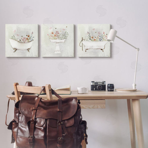 Stupell Industries Stella Chang | Soft Floral Bathroom Scenes Wall Art