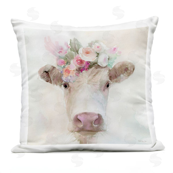 Stupell Industries Stellar Design Studio | Betsy Cow With Flowers Throw Pillow