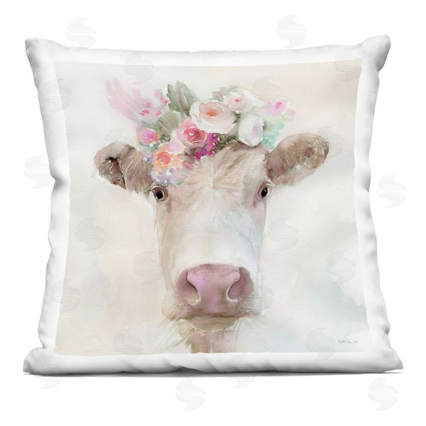 stupell industries Stellar Design Studio | Betsy Cow with Flowers Throw Pillow