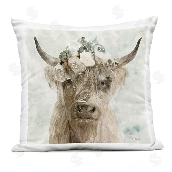 Stupell Industries Stellar Design Studio | Buffalo With Floral Crown Printed Throw Pillow