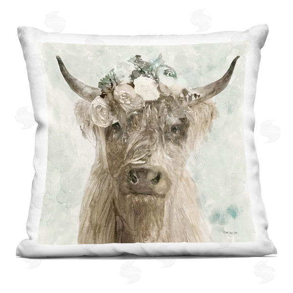 stupell industries Stellar Design Studio | Buffalo with Floral Crown Printed Throw Pillow