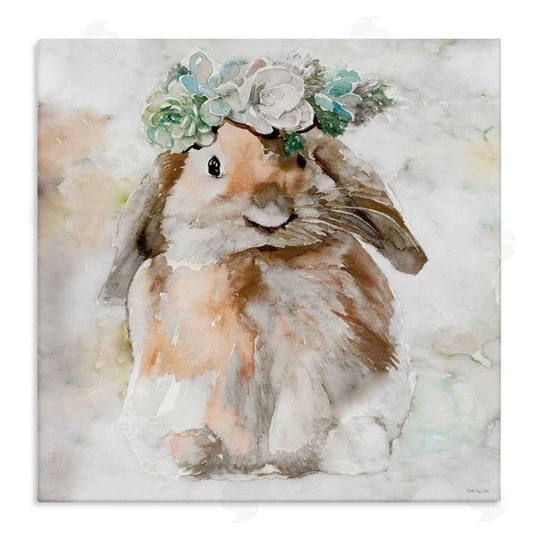 stupell industries Stellar Design Studio | Bunny and Spring Floral Crown Wall Art