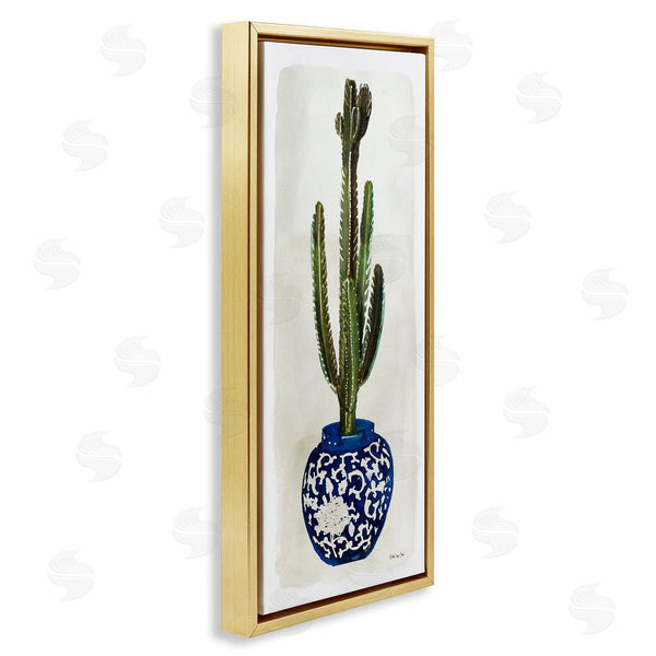 Stupell Industries Stellar Design Studio | Cacti In Ornate Blue Pot Wall Art