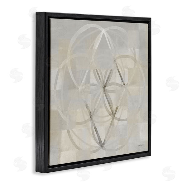 Stupell Industries Stellar Design Studio | Circular Fractal Abstract Neutral Tones Patterned Squares Wall Art