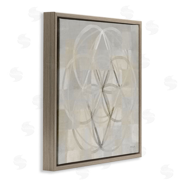 Stupell Industries Stellar Design Studio | Circular Fractal Abstract Neutral Tones Patterned Squares Wall Art