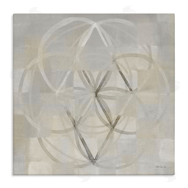 stupell industries Stellar Design Studio | Circular Fractal Abstract Neutral Tones Patterned Squares Wall Art