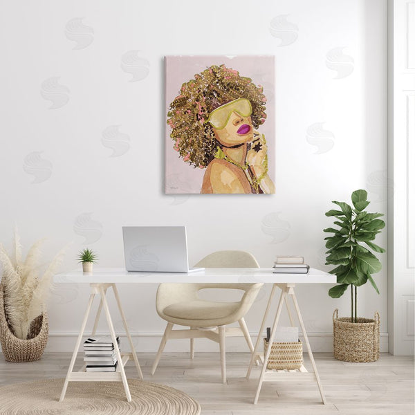 Stupell Industries Stellar Design Studio | Glamorous African Female Portrait Gold Fashion Jewelry Wall Art