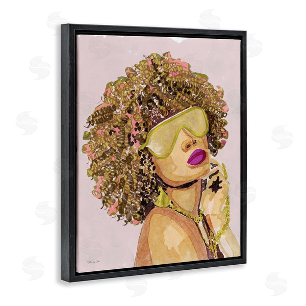 Stupell Industries Stellar Design Studio | Glamorous African Female Portrait Gold Fashion Jewelry Wall Art