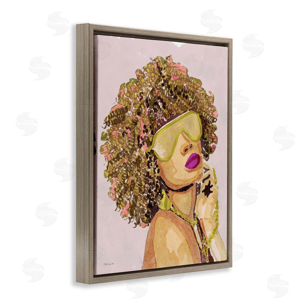 Stupell Industries Stellar Design Studio | Glamorous African Female Portrait Gold Fashion Jewelry Wall Art