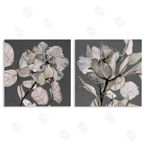 stupell industries Stellar Design Studio | Gray Floral Close Up with Neutral Flowers Wall Art