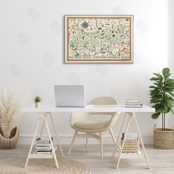 Stupell Industries Stellar Design Studio | Great Smoky Mountains Map Wall Art