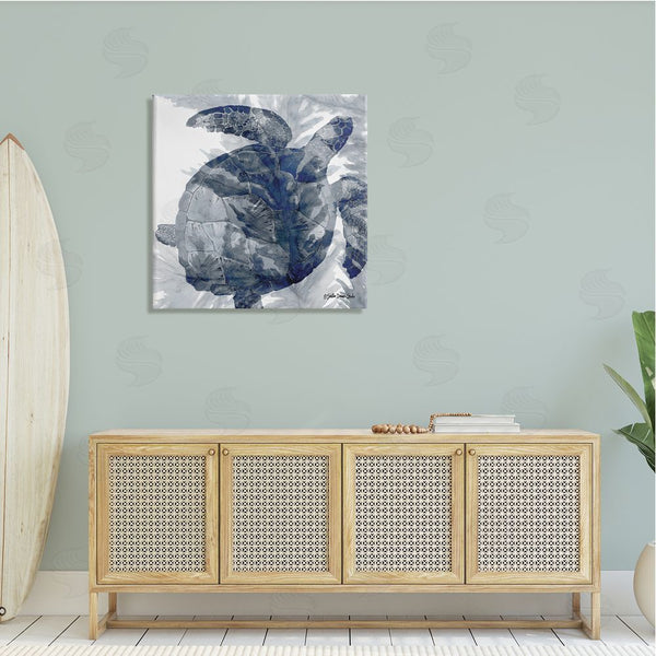Stupell Industries Stellar Design Studio | Lingering Sea Turtle Overlapping Seaweed Reptile Watercolor Painting Wall Art