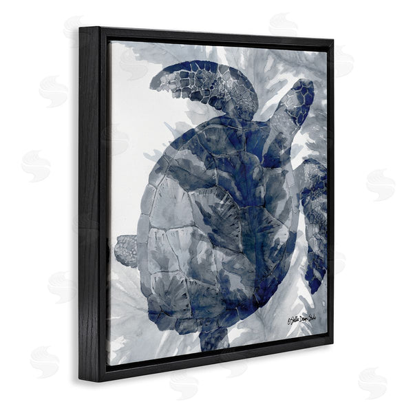 Stupell Industries Stellar Design Studio | Lingering Sea Turtle Overlapping Seaweed Reptile Watercolor Painting Wall Art