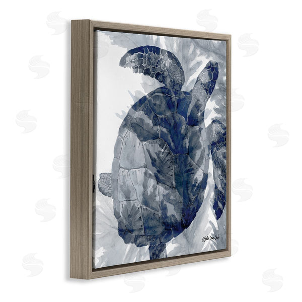 Stupell Industries Stellar Design Studio | Lingering Sea Turtle Overlapping Seaweed Reptile Watercolor Painting Wall Art