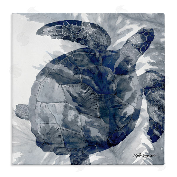 stupell industries Stellar Design Studio | Lingering Sea Turtle Overlapping Seaweed Reptile Watercolor Painting Wall Art