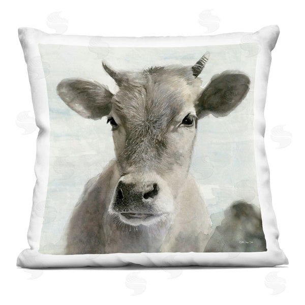 stupell industries Stellar Design Studio | Rural Farm Cattle Calf Printed Throw Pillow