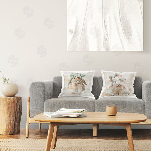 stupell industries Stellar Design Studio | Soft Spring Floral Bunnies Printed Throw Pillow Set