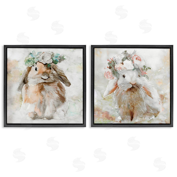 Stupell Industries Stellar Design Studio | Soft Spring Floral Bunnies Wall Art
