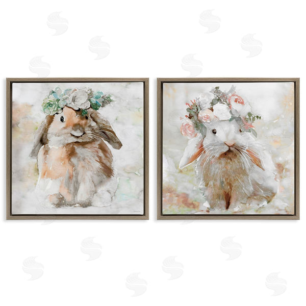 Stupell Industries Stellar Design Studio | Soft Spring Floral Bunnies Wall Art