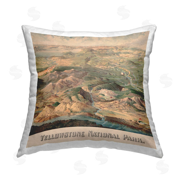 stupell industries Stellar Design Studio | Vintage Yellowstone Landscape Printed Throw Pillow