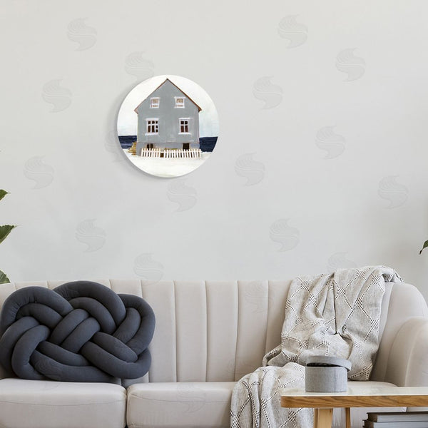 Stupell Industries Stellar Design Studio | Winter Beach House Landscape Cool Coast Line Wall Art