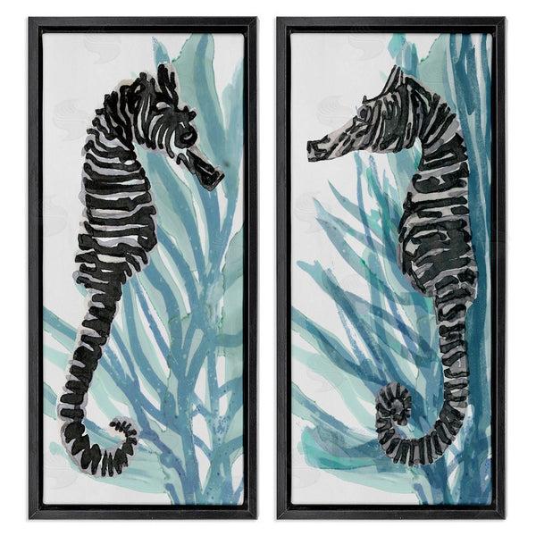 Stupell Industries Stellar Design Studio | Zebra Striped Sea Horses With Coral Wall Art