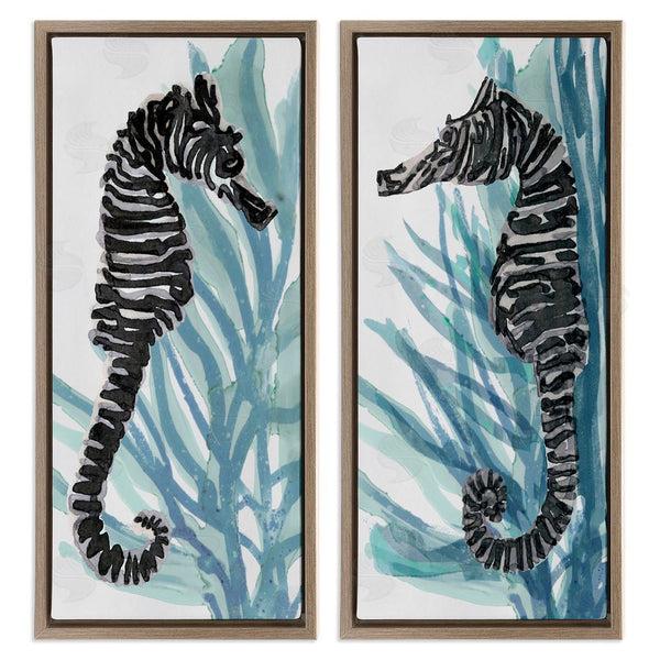 Stupell Industries Stellar Design Studio | Zebra Striped Sea Horses With Coral Wall Art