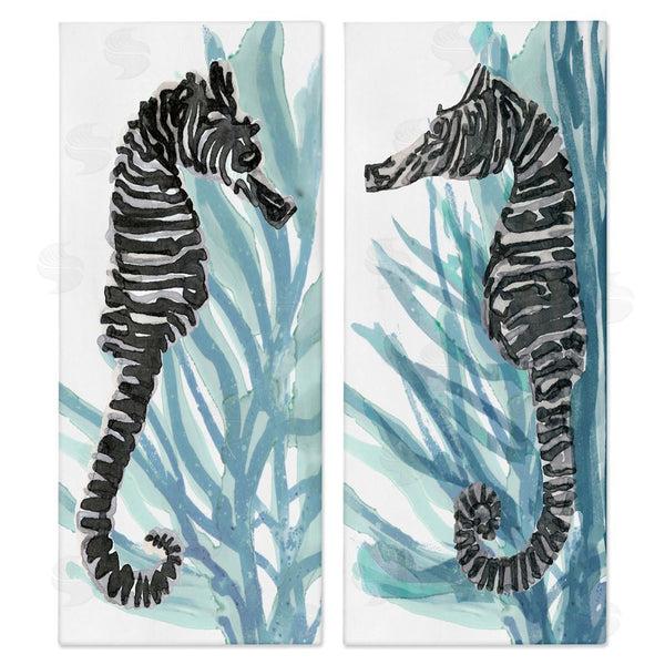 stupell industries Stellar Design Studio | Zebra Striped Sea Horses with Coral Wall Art