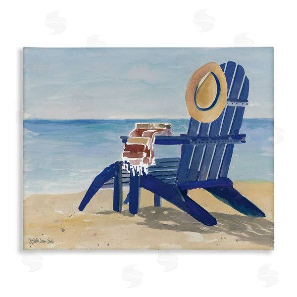 stupell industries Stellar Studio | Blue Beach Chair with Hat