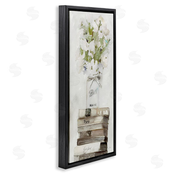 Stupell Industries Stellar Studio | White Florals On Distressed Books Wall Art