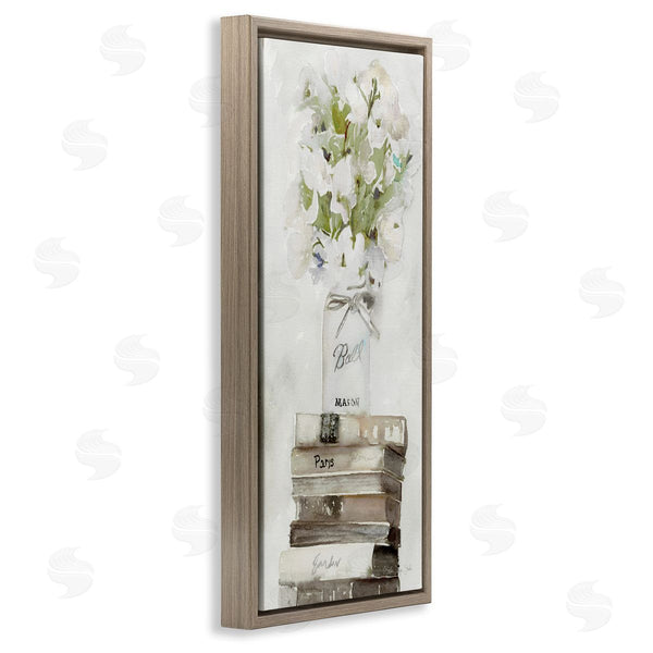 Stupell Industries Stellar Studio | White Florals On Distressed Books Wall Art