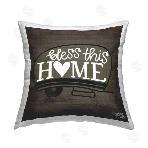 Stupell Industries Stephanie Dicks | Bless This Home Camper Printed Throw Pillow
