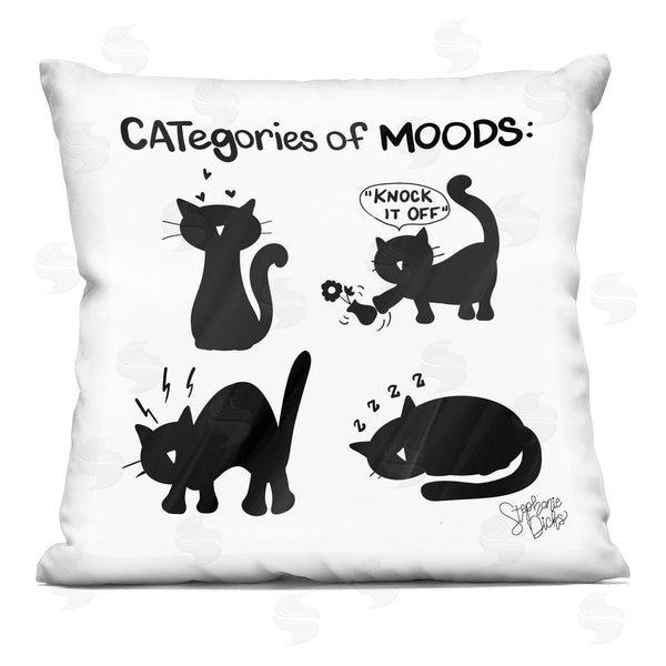 stupell industries Stephanie Dicks | Categories Of Moods Funny Cats Printed Throw Pillow