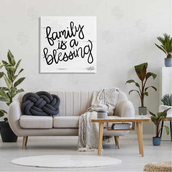 Stupell Industries Stephanie Dicks | Family Is Blessing Rustic Minimal Calligraphy Sign Wall Art