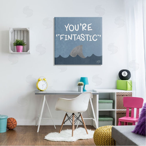 Stupell Industries Stephanie Dicks | Funny Fintastic Saying Text Shark Fin Swimming Ocean Wall Art