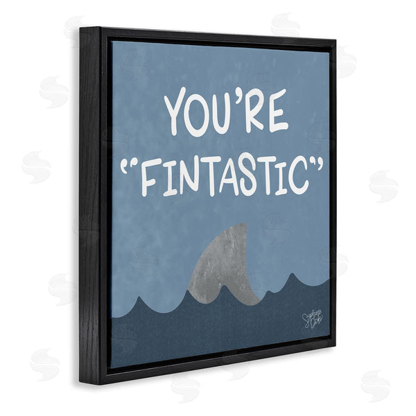 Stupell Industries Stephanie Dicks | Funny Fintastic Saying Text Shark Fin Swimming Ocean Wall Art
