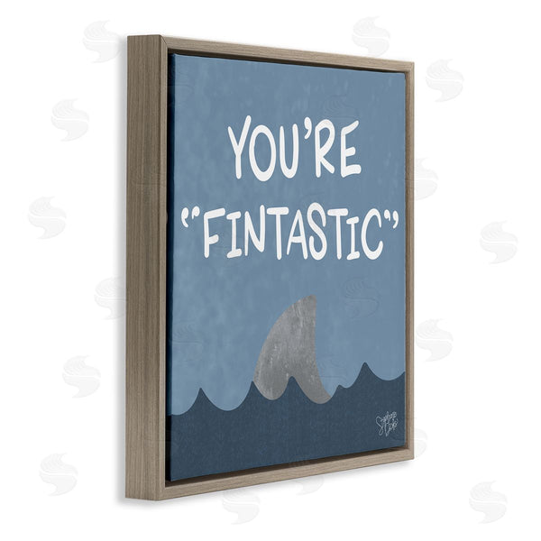 Stupell Industries Stephanie Dicks | Funny Fintastic Saying Text Shark Fin Swimming Ocean Wall Art
