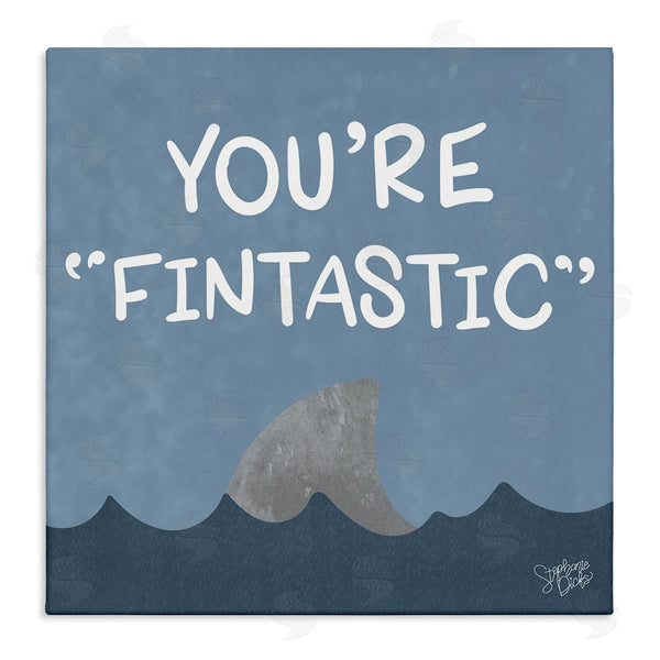 stupell industries Stephanie Dicks | Funny Fintastic Saying Text Shark Fin Swimming Ocean Wall Art