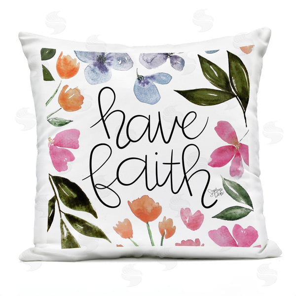 Stupell Industries Stephanie Dicks | Have Faith Floral Petals Printed Throw Pillow