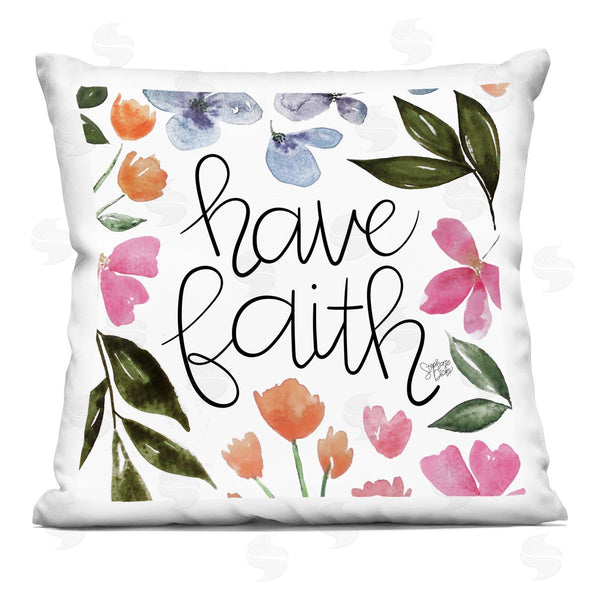 stupell industries Stephanie Dicks | Have Faith Floral Petals Printed Throw Pillow