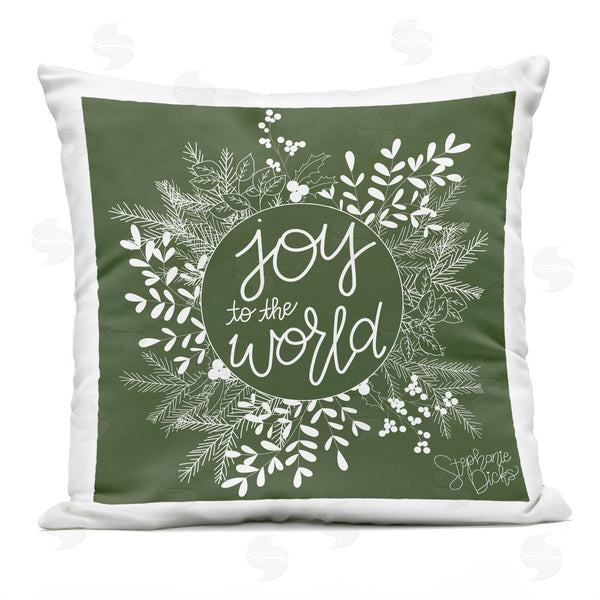 Stupell Industries Stephanie Dicks | Joy To The World Herbal Wreath Printed Throw Pillow