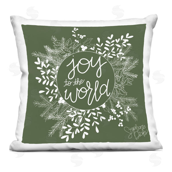 stupell industries Stephanie Dicks | Joy To The World Herbal Wreath Printed Throw Pillow