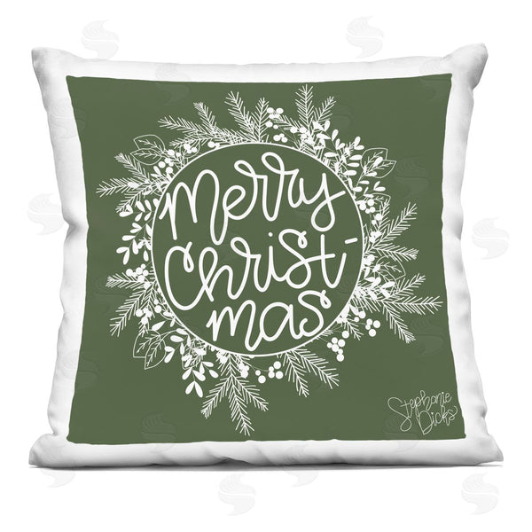 stupell industries Stephanie Dicks | Merry Christmas Holiday Herb Wreath Printed Throw Pillow